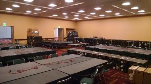 This is how the room started, just tables and chairs.